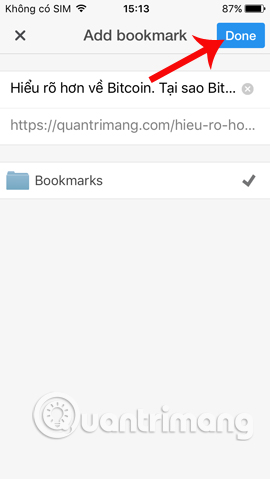 Tạo danh sách bookmark