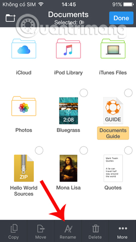 Các tùy chọn cho file, thư mục