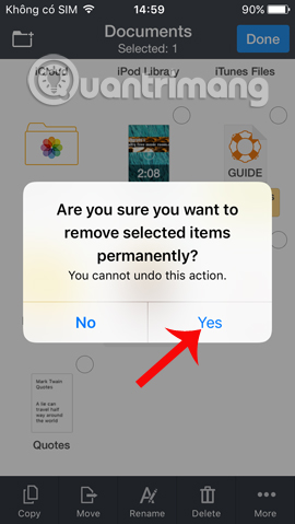 Xác nhận xóa file hình ảnh