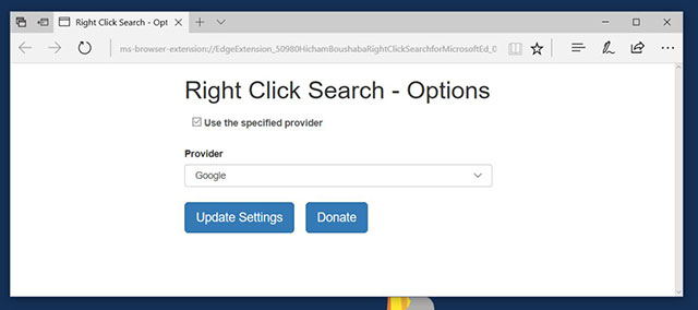 Thiết lập cài đặt tiện ích