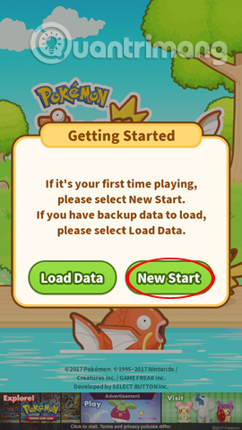 Nhấn chọn New Start