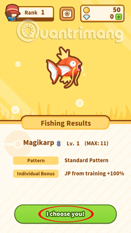 Chọn Magikarp đầu tiên