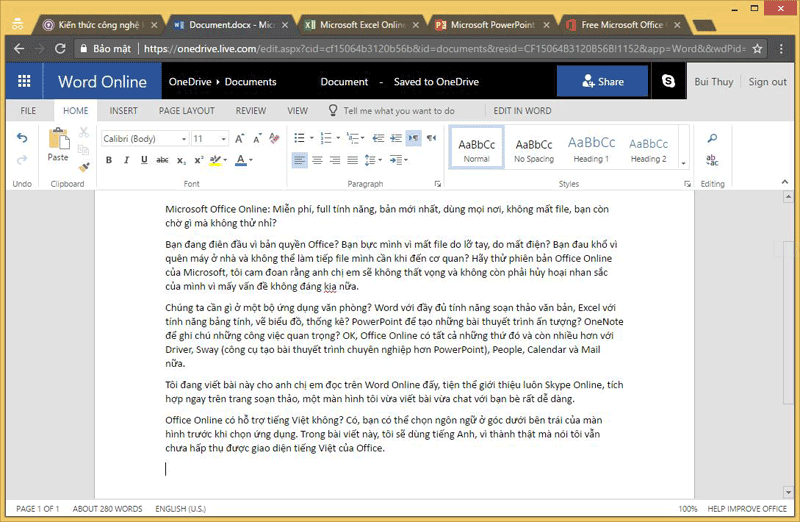 Microsoft Office Online: Miễn phí, full tính năng cần thiết, bản mới nhất,  dùng mọi nơi, không mất file, bạn còn chờ gì mà không thử nhỉ?