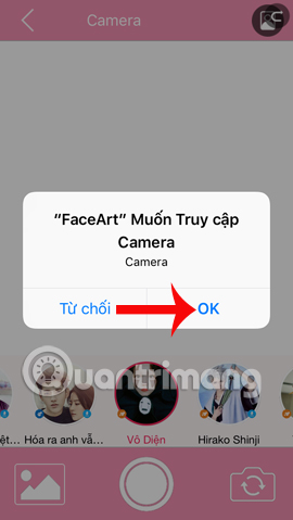 FaceArt sử dụng Camera