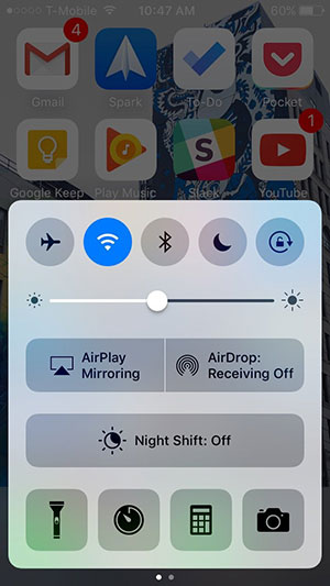 Control Center trên iOS 10 