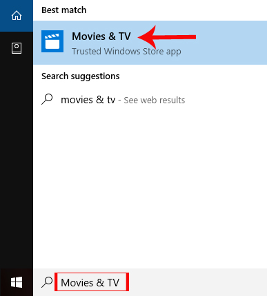 Mở Movies & TV trên máy tính