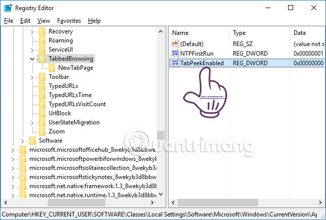 Nhập tên mới cho giá trị 