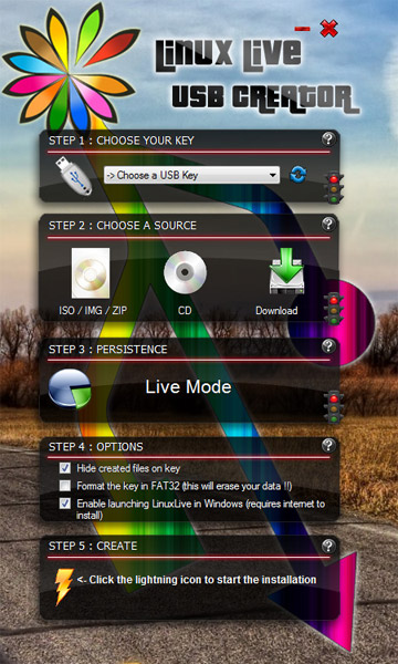 Giao diện Linux Live USB Creator Giao diện Linux Live USB Creator