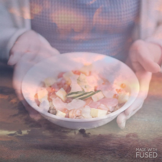 Fused lồng ghép ảnh chụp đồ ăn