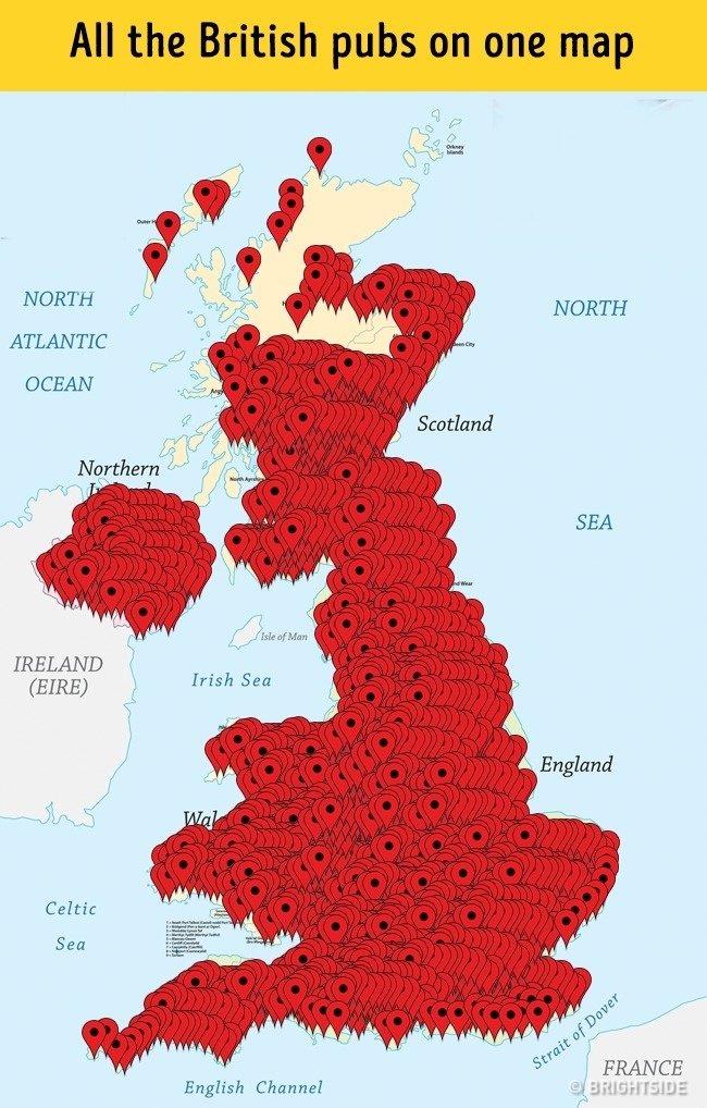 Bản đồ quán pub tại Anh