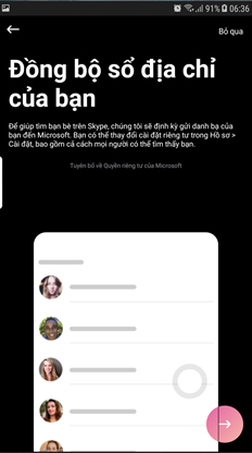 Đồng bộ danh bạ trên Skype Preview