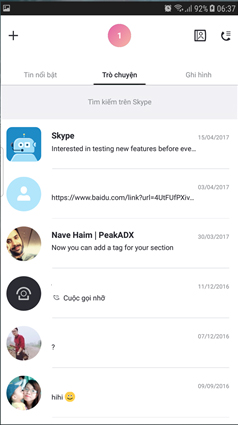 Giao diện chính trên Skype Preview Giao diện chính trên Skype Preview