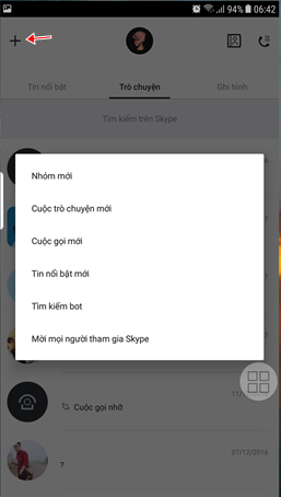 Giao diện trò chuyện trên Skype Giao diện trò chuyện trên Skype