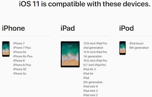 Danh sách thiết bị nâng cấp iOS 11