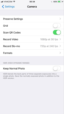 Thay đổi cài đặt Camera iOS 11