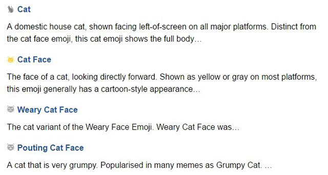 Danh sách biểu tượng cảm xúc trên website