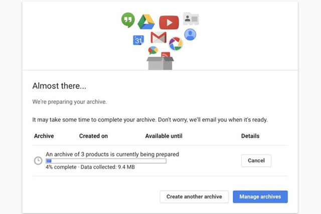Quá trình tạo file nén sẽ mất chút thời gian