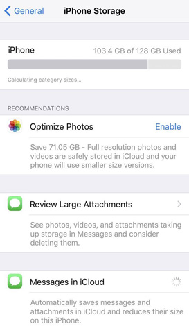 Settings hiển thị thông tin chi tiết về cách lưu bộ nhớ