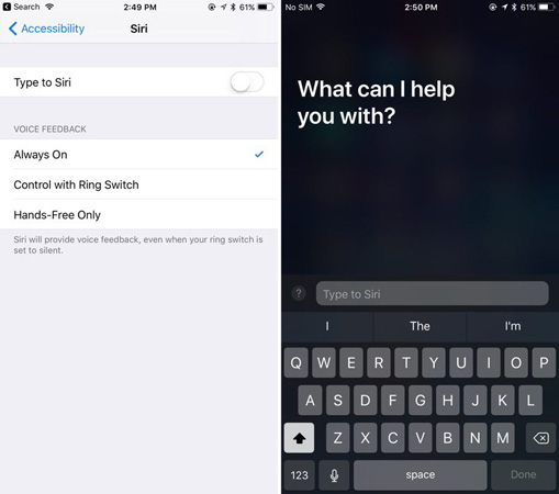 Giao tiếp với trợ lý ảo Siri bằng cách kích hoạt Type to Siri