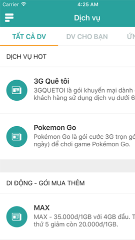 My Viettel cung cấp dịch vụ Viettel