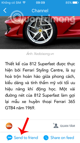 Chia sẻ tin tức trên Channel