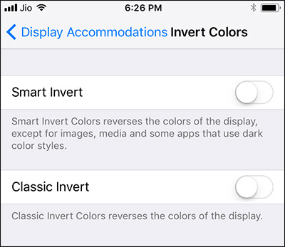 2 chế độ đảo màu trên thiết bị