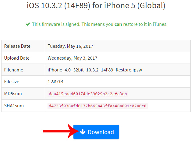 Tải firmware iOS 10 xuống thiết bị