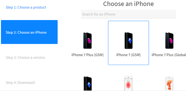 Chọn thiết bị để tải firmware