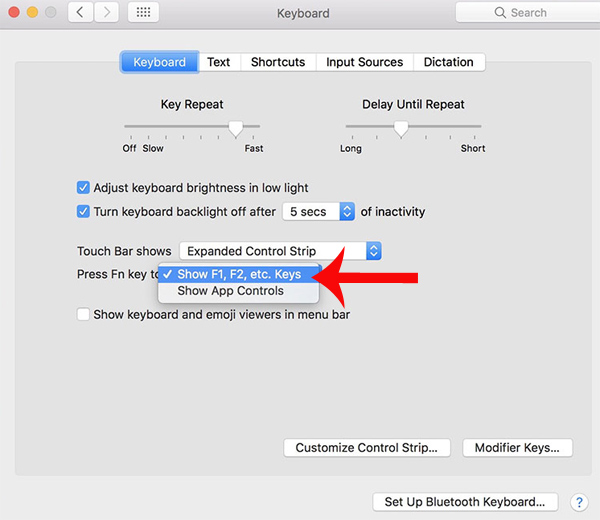 Nhấn chọn Show F1, F2, etc. Keys Nhấn chọn Show F1, F2, etc. Keys