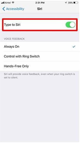 Chế độ điều khiển Siri bằng nội dung