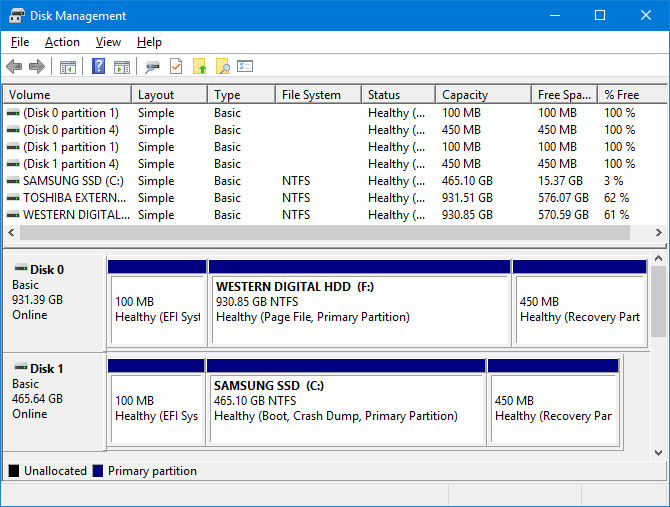 Mở giao diện Disk Management