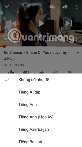 Chọn ngôn ngữ hiển thị phụ đề