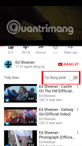 Tự động phát video Youtube