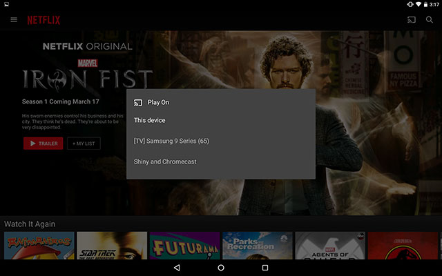 Nút Cast có thể hiển thị ở những nơi khác nhau tùy từng ứng dụng