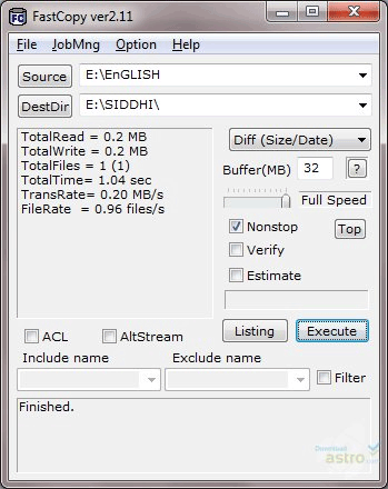 Giao diện FastCopy