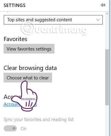 Nhấn chọn Choose what to clear