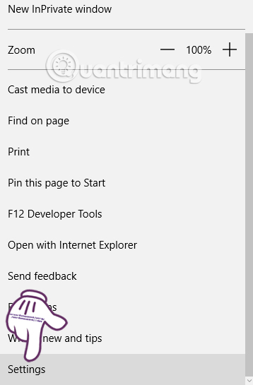 Nhấn chọn mục Settings