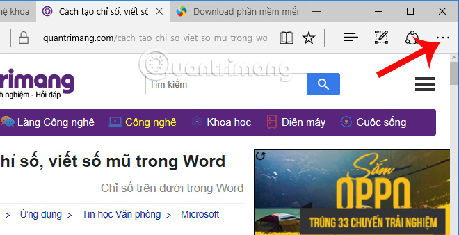 Nhấn chọn biểu tượng 3 dấu chấm