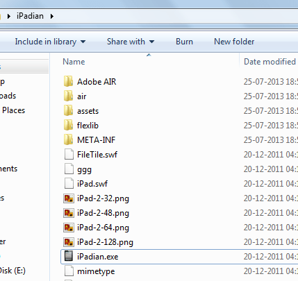 Mở thư mục có tên IPadian và nhấp cài đặt tập tin iPadian.exe.