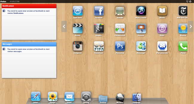Màn hình chính của iPadian Màn hình chính của iPadian