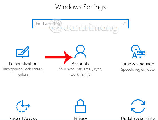 Nhấn chọn mục Accounts