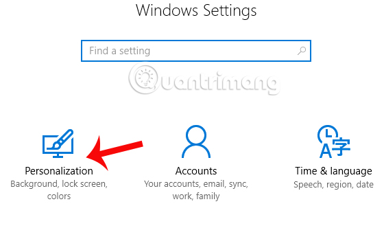 Nhấn chọn Personalization