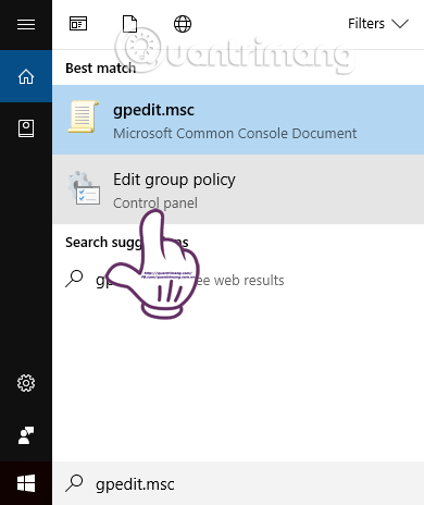 Nhập từ khóa gpedit.msc
