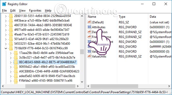 Nhấp đúp chuột vào Atributes
