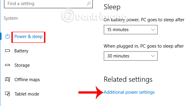 Thiết lập tại Power & sleep