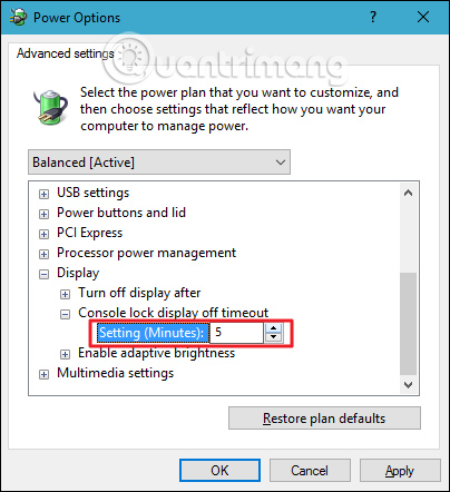 Thay đổi thời gian chờ màn hình khóa