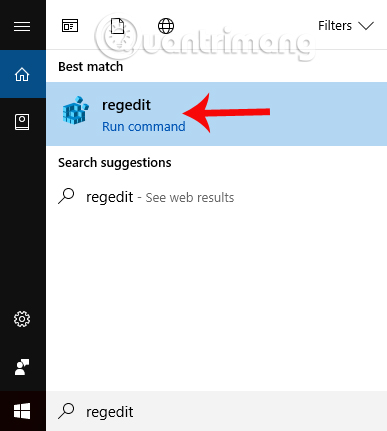 Nhập từ khóa regedit