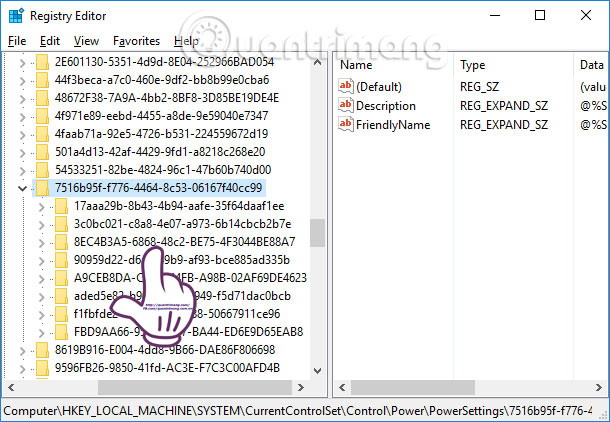 Giao diện Registry Editor