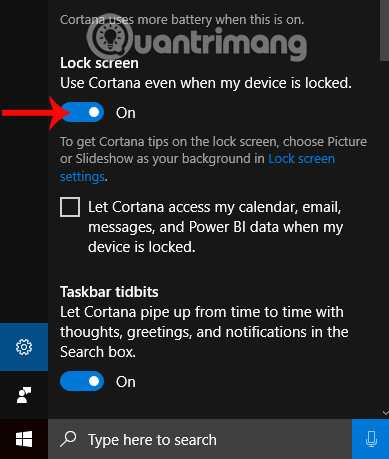 Thêm Cortana tại Lockscreen