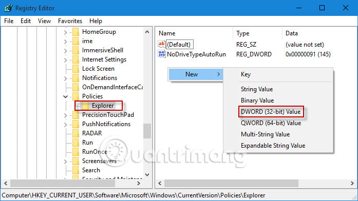 Giao diện Registry Editor
